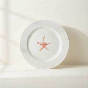 Sousplat com Estrela do Mar - Branco e Laranja - 32,5cm - 1 unidade - Cromus - Rizzo