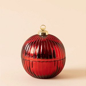 Bomboniere Redonda de Vidro de Natal - Bola Vermelho - 8x6x6cm - 1 unidade - Cromus - Rizzo