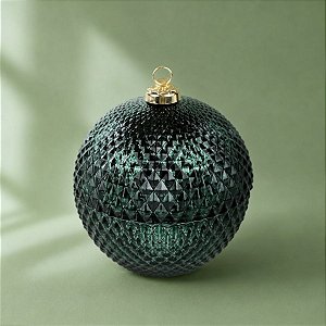 Bomboniere Redonda de Vidro de Natal - Verde - 13x11x11cm - 1 unidade - Cromus - Rizzo
