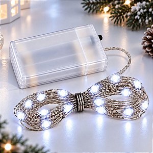 Cordão de Led Fio de Fada - Branco Frio - 5m - Uso com 3 Pilhas AA - 1 unidade - Rizzo