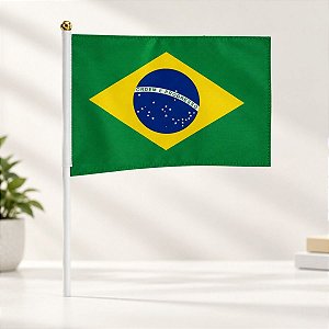 Bandeira de Tecido com Haste - Brasil - 38x25cm - 12 unidades - Rizzo