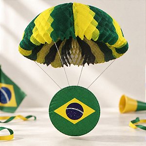 Enfeite Decorativo de Papel Seda - Paraquedas Brasil - 48cm - 1 unidade - Rizzo