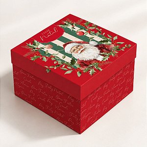 Caixa Quadrada com Tampa - Natal Afetivo - Vermelho - G 32x32x13cm - 1 unidade - Cromus - Rizzo