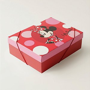 Caixa Retangular com Tampa e Elástico - Minnie Balls - G 46x33x14  - 1 unidade - Disney Original - Rizzo