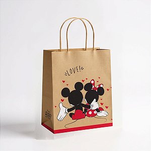 Sacola de Papel - Romântica Mickey e Minnie - M 26x19,5x9,5 - 10 unidades - Disney Original - Rizzo