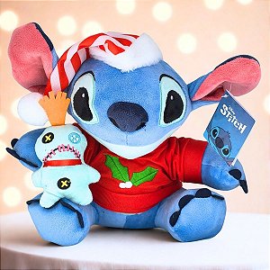 Pelúcia Stitch e Xepa de Natal - 25cm - Disney Original - 1 unidade - Cromus - Rizzo