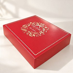 Caixa Retangular para Presente - Tampa/Fundo New - Essência- Vermelha e Verde - G 30x24x6cm - 1 unidade - Cromus - Rizzo