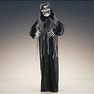 Enfeite Decorativo De Halloween Com Som, Luz e Movimento - Caveira Severus - 1,70m - 1 unidade - Cromus - Rizzo