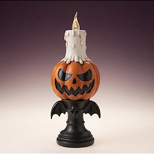 Vela Decorativa Com Led Halloween - Abóbora Malvada - 30x11x11cm - 1 unidade - Cromus - Rizzo