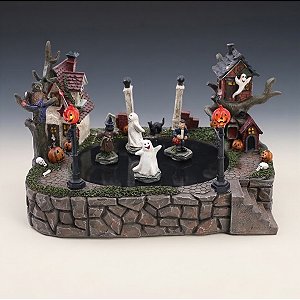 Enfeite Decorativo De Halloween Com Som, Luz e Movimento - Cenário Casa Noites do Terror - 27x16x18cm - 1 unidade - Crom