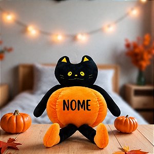 Pelúcia Gato Abóbora Personalizado com Nome - Halloween - 45cm  - 1 unidade - Rizzo