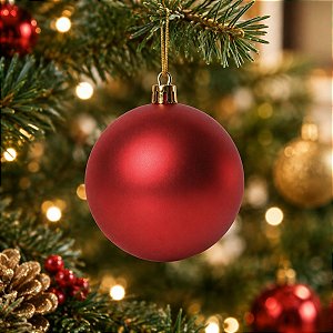 Bolas de Natal em Tubo - Vermelho - Fosco - 10cm - 6 unidades - Cromus - Rizzo