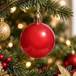 Bolas de Natal em Tubo - Vermelho - Perolado - 8cm - 6 unidades - Cromus - Rizzo