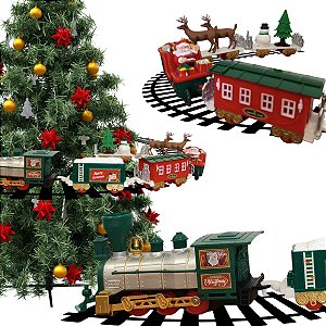 Kit Trem Natalino 36 Peças com Som, Movimento, Fumaça e LED - Merry Christmas - 90x10x5,5cm - 1 unidade - Cromus - Rizzo