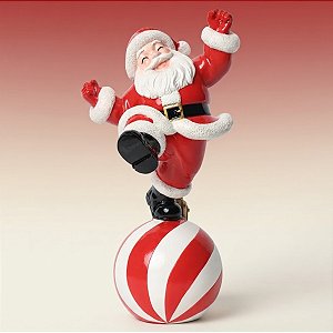 Enfeite Decorativo de Natal em Resina - Papai Noel se Equilibrando - 15x27x12cm - 1 unidade - Cromus - Rizzo