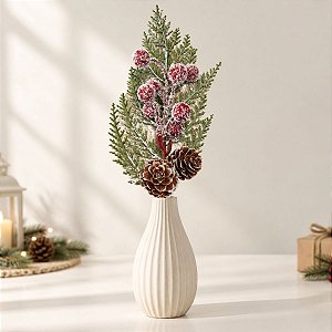 Galho Decorativo de Natal - Verde, Vermelho e Marrom - 47cm - 1 unidade - Cromus - Rizzo