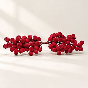 Galho Decorativo de Natal - Berry Veludo - Borgonha - 59cm - 1 unidade - Cromus - Rizzo