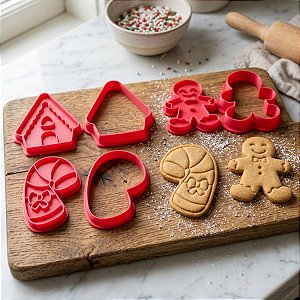 Kit Cortador + Carimbo Natalino Gingerbread 3D - Ref. 1087 - 5x5cm - 1 unidade - RR Cortadores - Rizzo