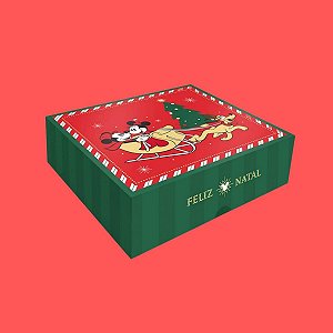 Caixa Retangular para Presente - Tampa/Fundo - Natal Disney - 24x21x7cm - 10 unidades - Disney Original - Rizzo