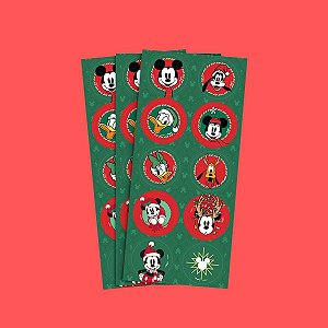 Adesivo Redondo - Natal Disney - 4x4cm  - 30 unidades - Disney Original - Rizzo