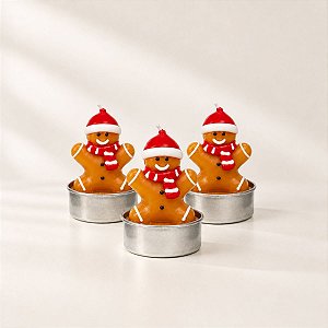 Vela Decorativa de Natal - Biscoito Gingerbread - 5cm - 3 unidades - Rizzo
