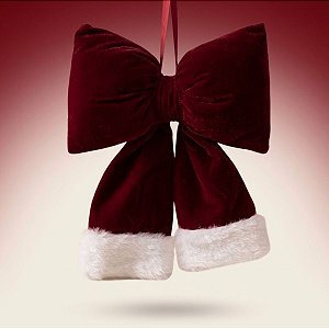 Laço Decorativo de Veludo - Vinho e Branco - 19x25cm - 1 unidade - Rizzo