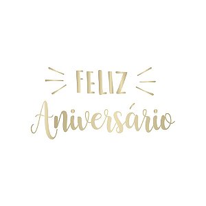 Transfer Para Balão Lettering Ouro - Feliz Aniversário - 01 Unidade - Rizzo