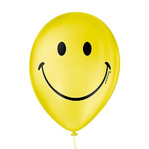 Balão de Festa Decorado Smile - Sortido 9" 23cm - 25 Unidades - Balões São Roque - Rizzo Balões