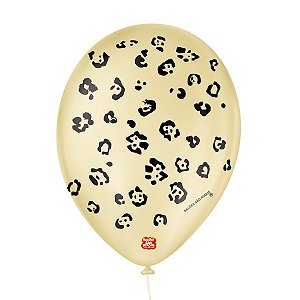 Balão de Festa Decorado Onça - Champagne e Preto 9" 23cm - 25 Unidades - Balões São Roque - Rizzo Balões