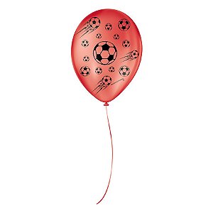 Balão de Festa Decorado Futebol - Vermelho e Preto 9" 23cm - 25 Unidades - Balões São Roque - Rizzo Balões
