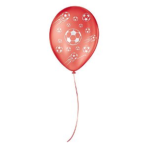 Balão de Festa Decorado Futebol - Vermelho e Branco 9" 23cm - 25 Unidades - Balões São Roque - Rizzo Balões