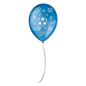 Balão de Festa Decorado Futebol - Azul Cobalto e Branco 9" 23cm - 25 Unidades - Balões São Roque - Rizzo Balões