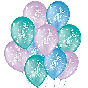 Balão de Festa Decorado Fundo do Mar - Sortido 9" 23cm - 25 Unidades - Balões São Roque - Rizzo Balões
