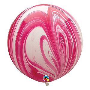 Balão de Festa Látex Liso Superagate 30" 76cm - Vermelho e Branco - 01 Unidade - Qualatex - Rizzo Balões