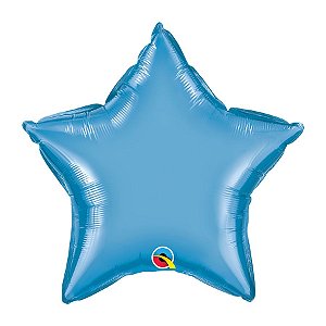 Balão de Festa Microfoil 20" 51cm - Estrela Chrome Azul - 01 Unidade - Qualatex - Rizzo Balões