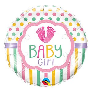 Balão de Festa Microfoil 18" 45cm - Baby Girl Love - 01 Unidade - Qualatex - Rizzo Balões