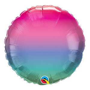Balão de Festa Microfoil 18" 45cm - Redondo Ombré Arco-íris - 01 Unidade - Qualatex - Rizzo Balões