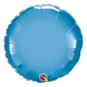 Balão de Festa Microfoil 18" 45cm - Redondo Chrome Azul - 01 Unidade - Qualatex - Rizzo Balões