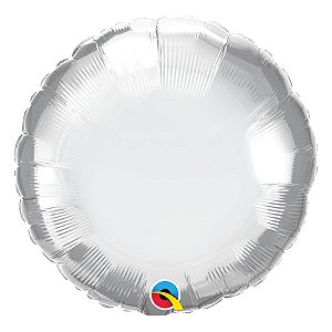 Balão de Festa Microfoil 18" 45cm - Redondo Chrome Prata - 01 Unidade - Qualatex - Rizzo Balões