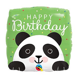 Balão de Festa Microfoil 18" 45cm - Happy Birthday Panda - 01 Unidade - Qualatex - Rizzo Balões