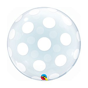 Balão de Festa Bubble Duplo 20" 51cm - Pontos Polka Grandes - 01 Unidade - Qualatex - Rizzo Balões
