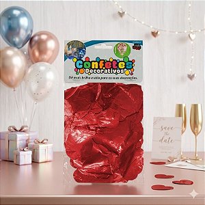 Confete Coração Metalizado 25g - Vermelho Dupla Face - Rizzo Balões