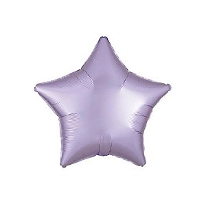 Balão de Festa Metalizado 20" 50cm - Estrela Cromado Lilás Pastel - 01 Unidade - Flexmetal - Rizzo Balões