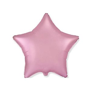 Balão de Festa Metalizado 20" 50cm - Estrela Cromado Rosa Pastel - 01 Unidade - Flexmetal - Rizzo Balões