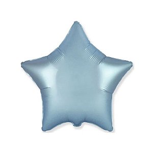 Balão de Festa Metalizado 20" 50cm - Estrela Cromado Azul Pastel - 01 Unidade - Flexmetal - Rizzo Balões