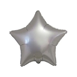 Balão de Festa Metalizado 20" 50cm - Estrela Cromado Platinum - 01 Unidade - Flexmetal - Rizzo Balões