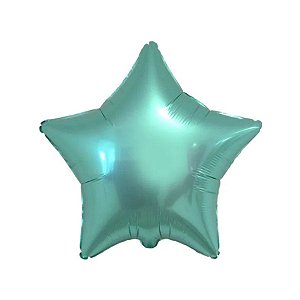 Balão de Festa Metalizado 20" 50cm - Estrela Cromado Verde Jade - 01 Unidade - Flexmetal - Rizzo Balões