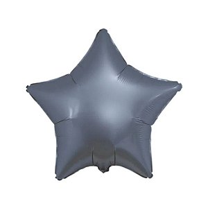 Balão de Festa Metalizado 20" 50cm - Estrela Cromado Azul Steel - 01 Unidade - Flexmetal - Rizzo Balões