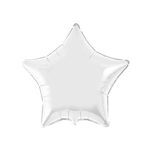 Balão de Festa Metalizado 20" 50cm - Estrela Prata - 01 Unidade - Flexmetal - Rizzo Balões