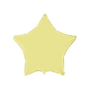 Balão de Festa Metalizado 20" 50cm - Estrela Amarelo Baby - 01 Unidade - Flexmetal - Rizzo Balões